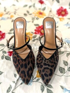 DV by Dolce Vita Leopard-Print Pointed Slingback Mules - Brown & Black